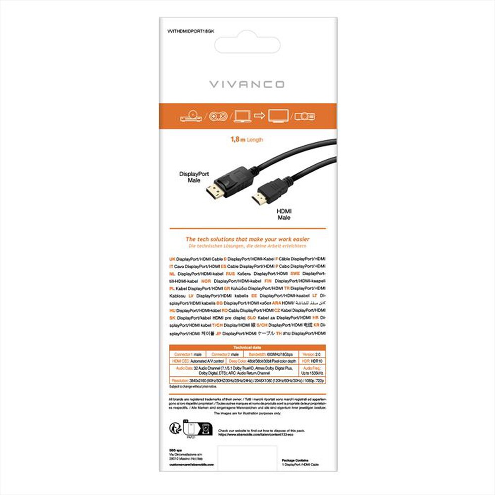 Immagine del prodotto SBS - DisplayPort - HDMI connection 1,8 m-Nero