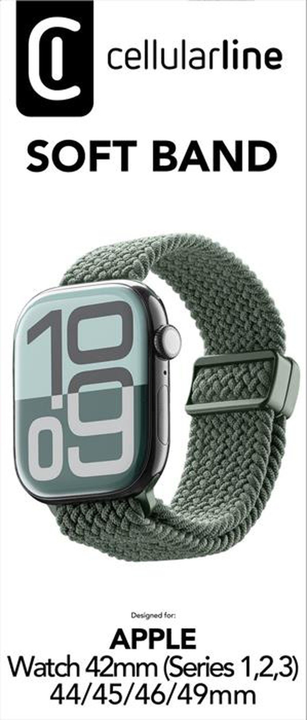 Immagine del prodotto CELLULARLINE - Soft Band Apple Watch 42 (S.1-2-3)/44/45/46/49 mm-Verde
