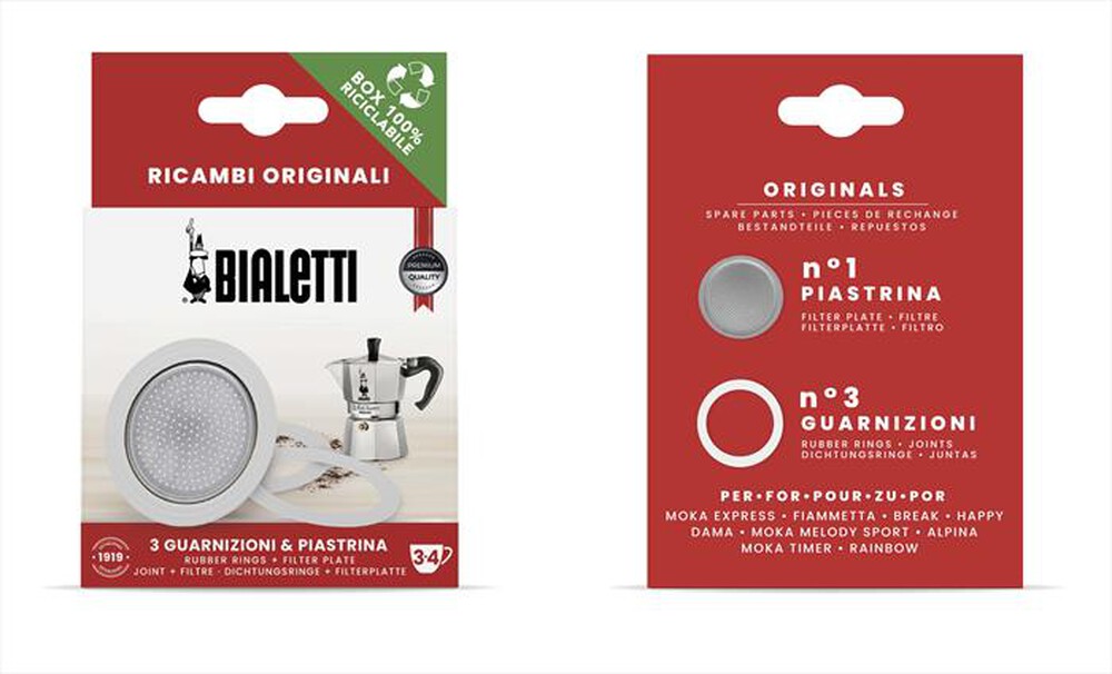Immagine del prodotto BIALETTI - 3 GUARNIZIONI + 1 PIASTRINA 3/4 TAZZE