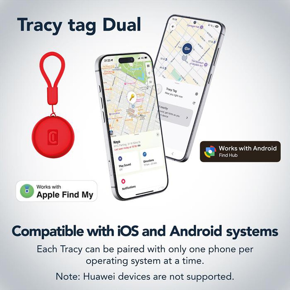 Immagine del prodotto CELLULARLINE - TRACY TAG DUAL PER DISPOSITIVI IOS - ANDROID-Rosso