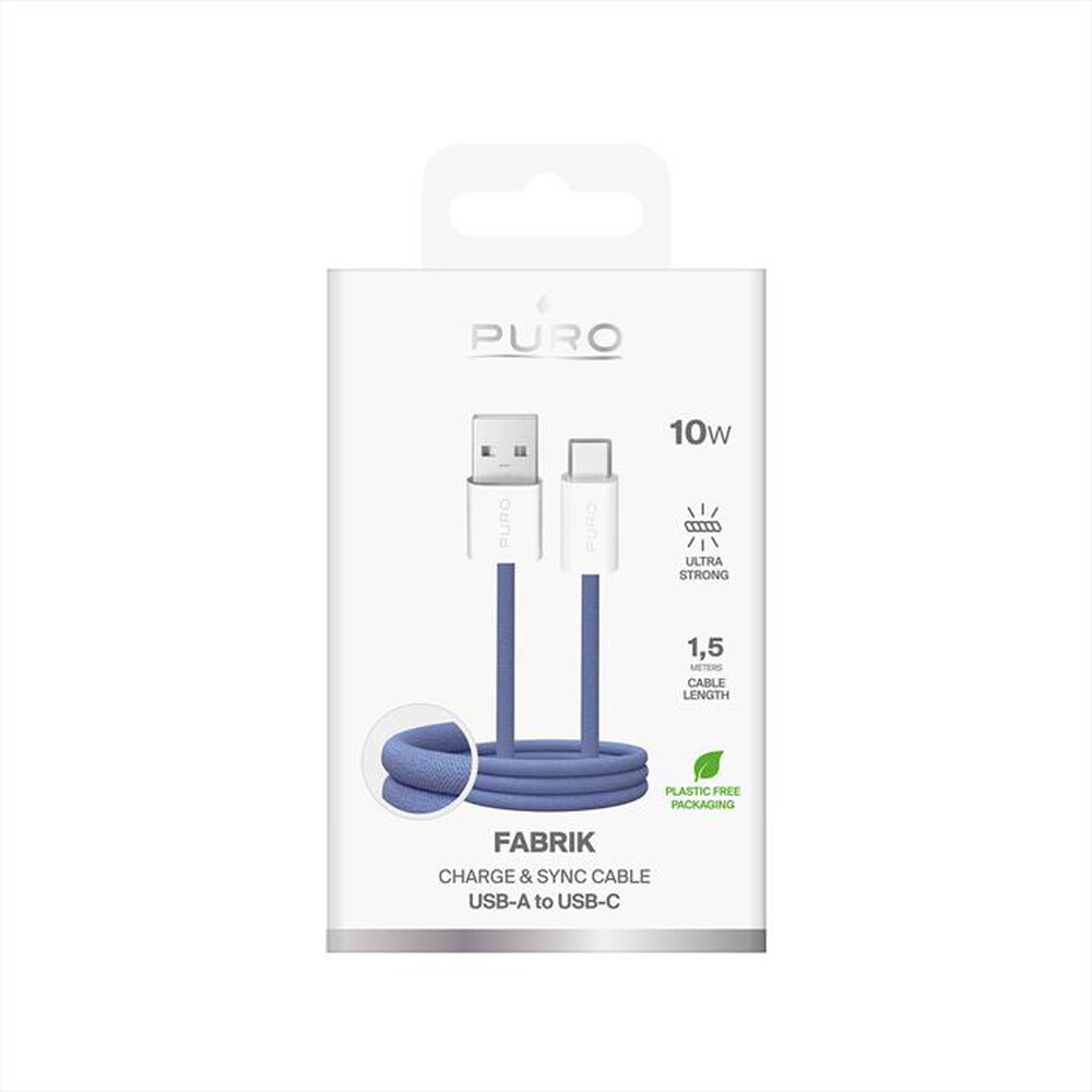 Immagine del prodotto PURO - Cavo in tessuto FABRIK da USB-A a USB-C-Blue Lagoon