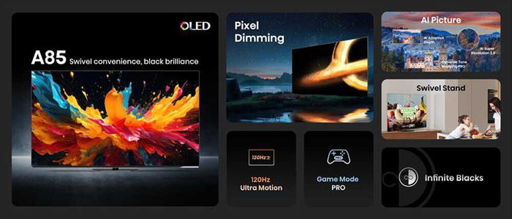 Immagine del prodotto HISENSE - Smart TV OLED 55" 4K Ultra HD 55A86N 120Hz-NERO