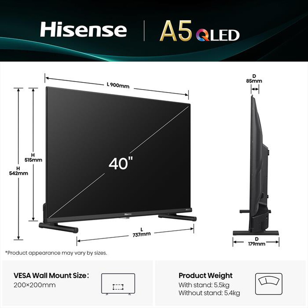 Immagine del prodotto HISENSE - Smart TV QLED 40" Full HD 40A59Q-NERO
