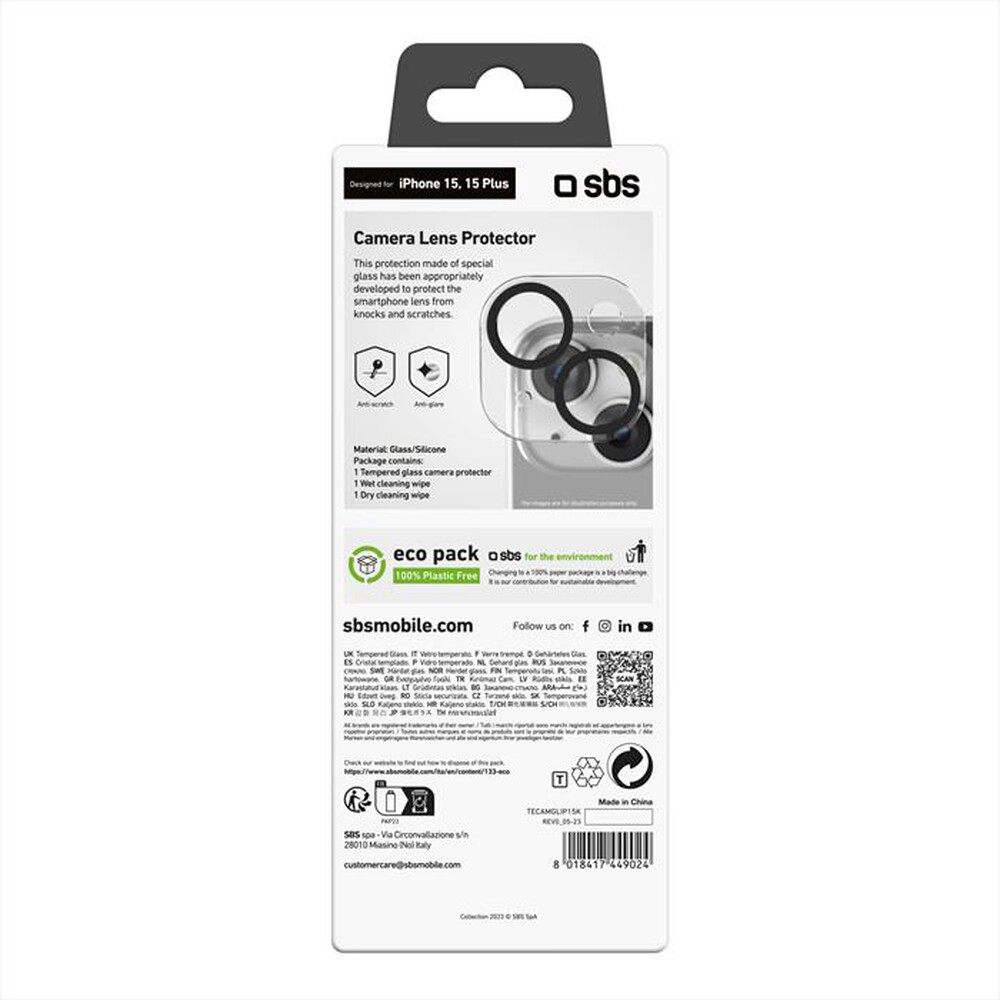 Immagine del prodotto SBS - Screen protector TECAMGLIP15K iPhone 15/15 Plus-Trasparente