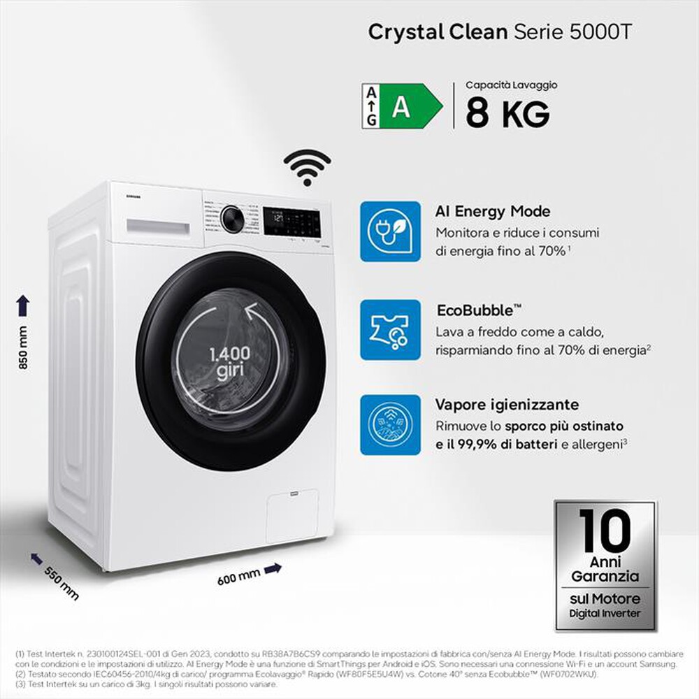 Immagine del prodotto SAMSUNG - Lavatrice WW80CGC04DAEET 8 Kg Classe A-bianco