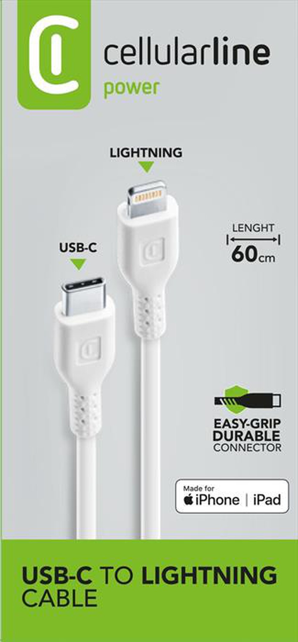 Immagine del prodotto CELLULARLINE - USBDATAC2LMFI60CMW USB Data Cable Medium-USB-C-Bianco