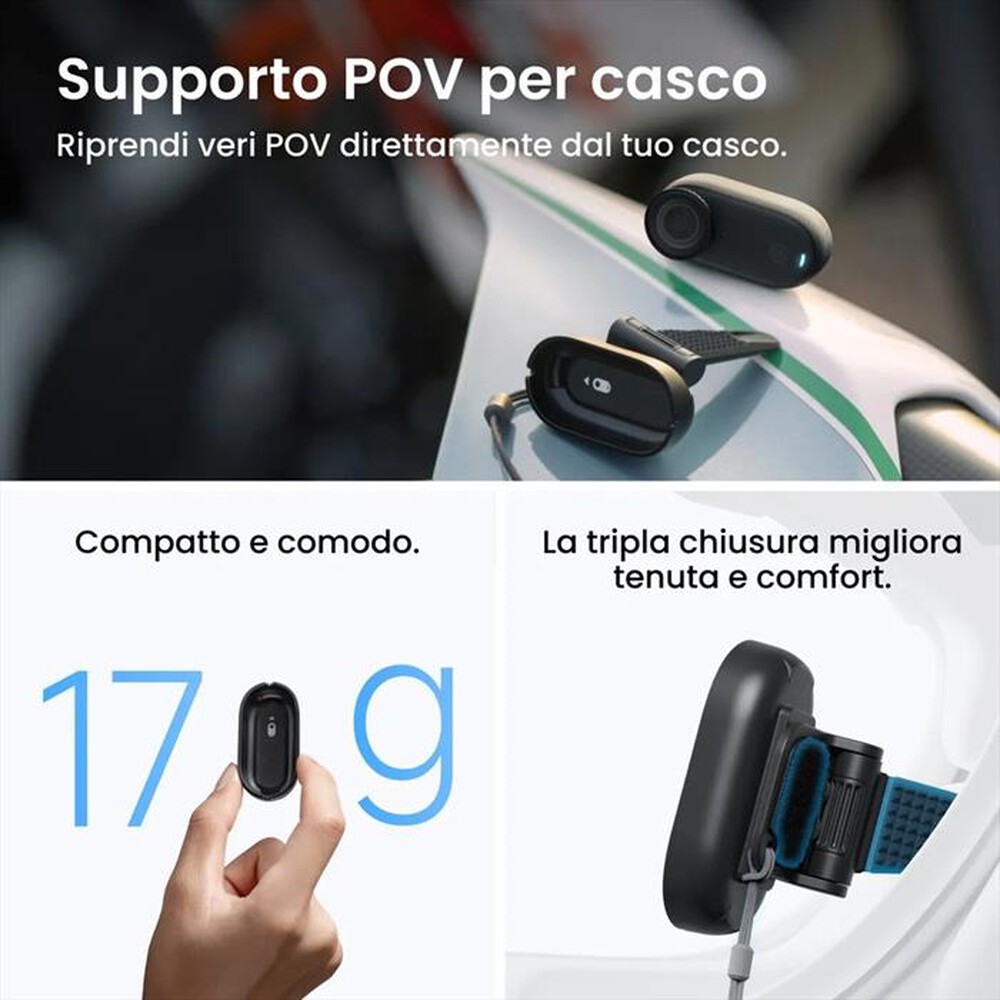Immagine del prodotto INSTA360 - Action cam GO3S MOTORCYCLE IN-HELMET POV BUNDLE-Nero