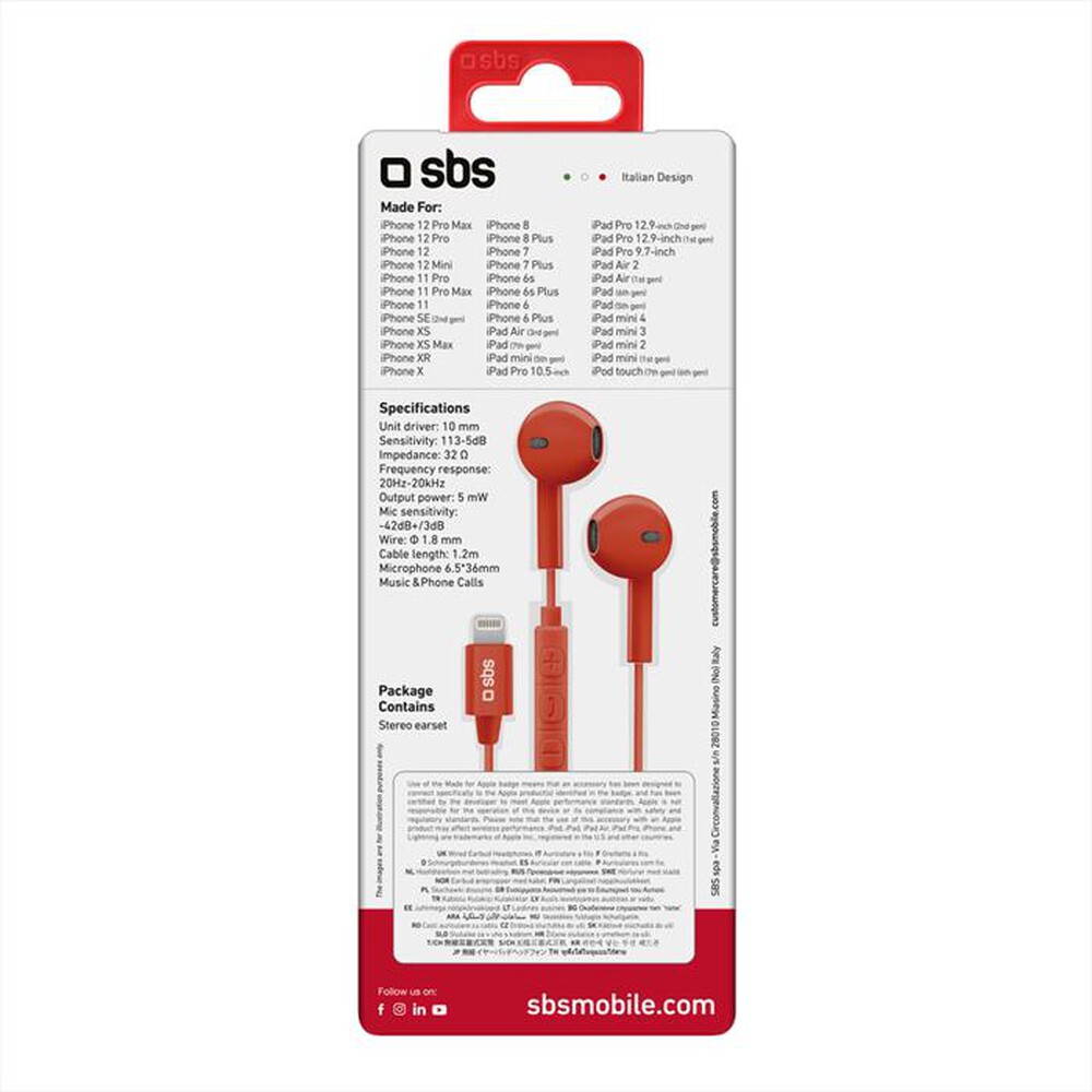 Immagine del prodotto SBS - TEEARLIGHTAPR-Rosso