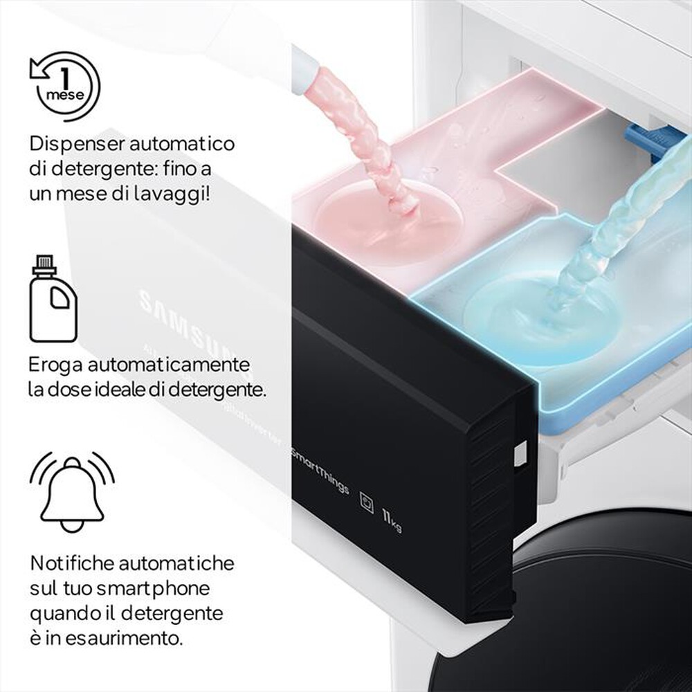 Immagine del prodotto SAMSUNG - Lavasciuga 11/6 Kg WD11DG6B85BKU3 Classe A-bianca con obl&ograve; e display nero