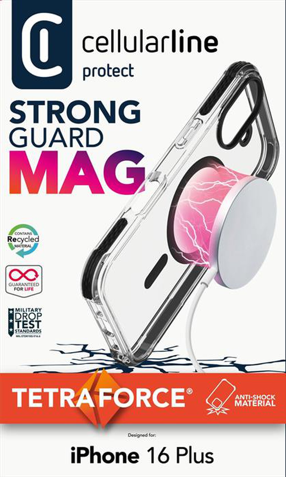 Immagine del prodotto CELLULARLINE - Cover TETRA FORCE STRONG GUARD MAG iPhone 16 Plus-Black