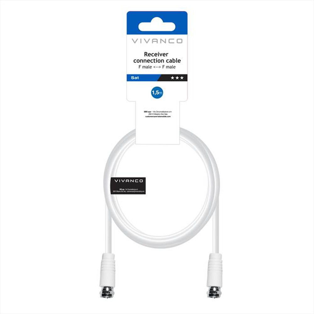 Immagine del prodotto SBS - F-connection lead F-plug - F-plug 1,5m-Bianco