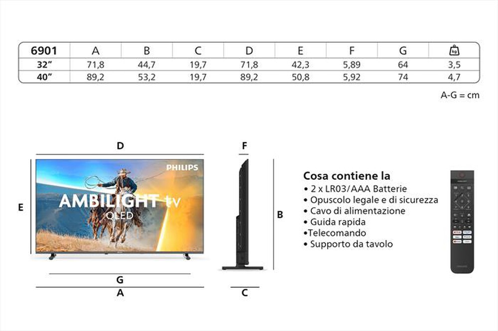 Immagine del prodotto PHILIPS - Smart TV QLED FHD 32" 32PQS6901/12-Black