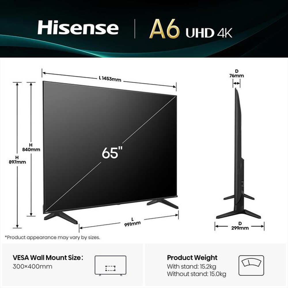 Immagine del prodotto HISENSE - Smart TV 65" 4K Ultra HD 65A69Q-NERO