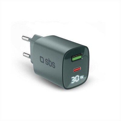 SBS - Caricabatterie da parete 30W TETRGANLCD1USB1C30A-Verde