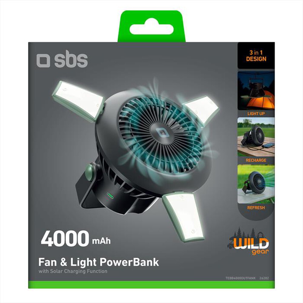 Immagine del prodotto SBS - Powerbank 4000 mAh con ventola e luce led-Nero