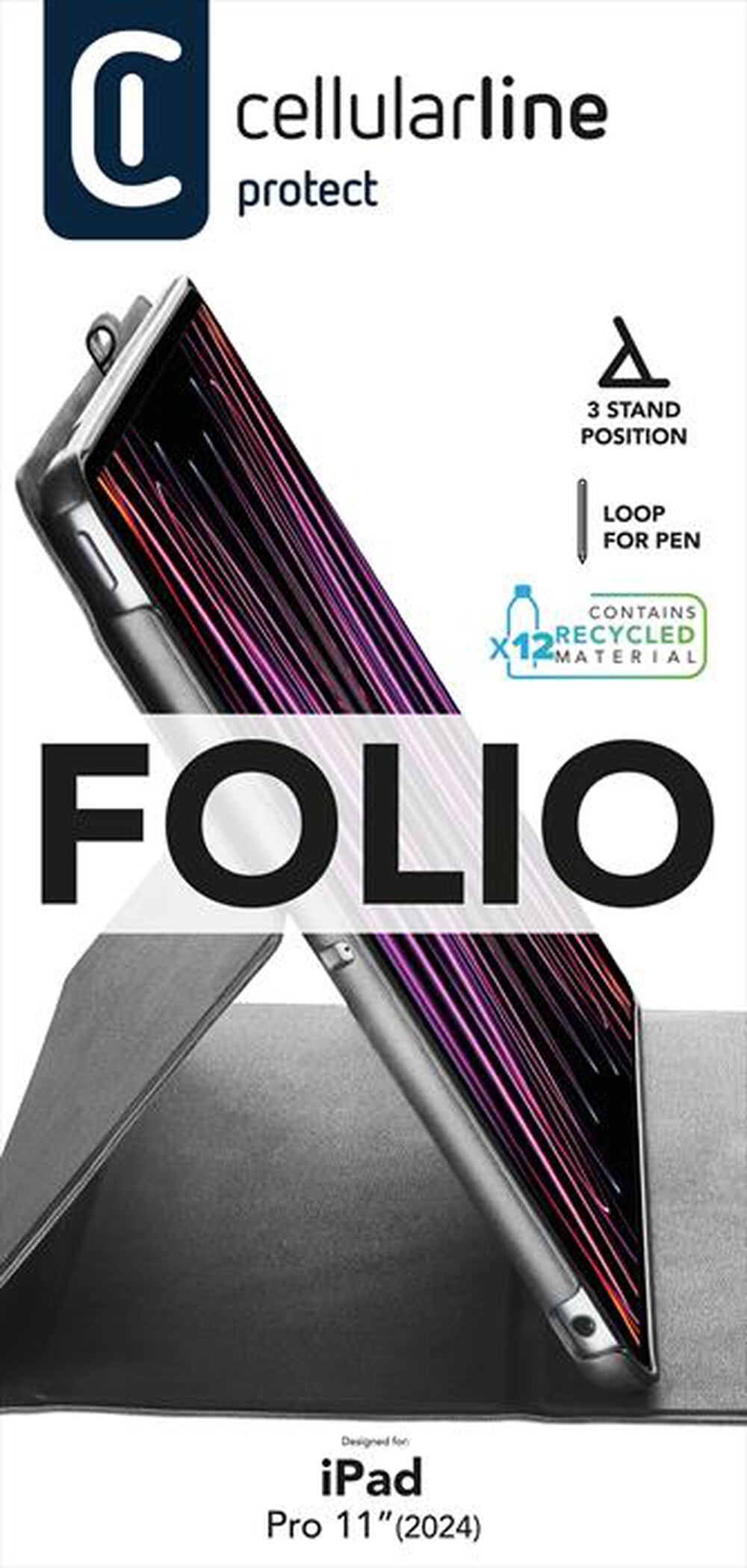 Immagine del prodotto CELLULARLINE - Custodia 3 Stand FOLIOIPADPRO2411K iPad Pro 11"-Nero
