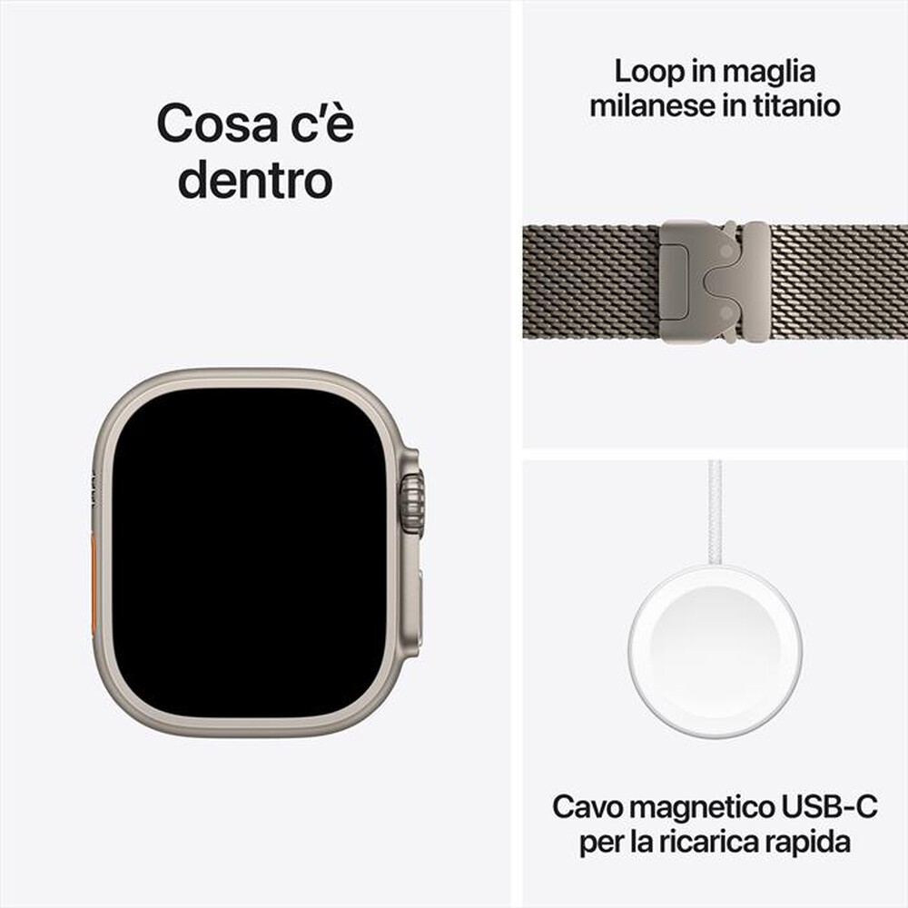Immagine del prodotto APPLE - Watch Ultra 2 GPS + Cellular 49mm Titanio-Naturale - Loop Milanese - S