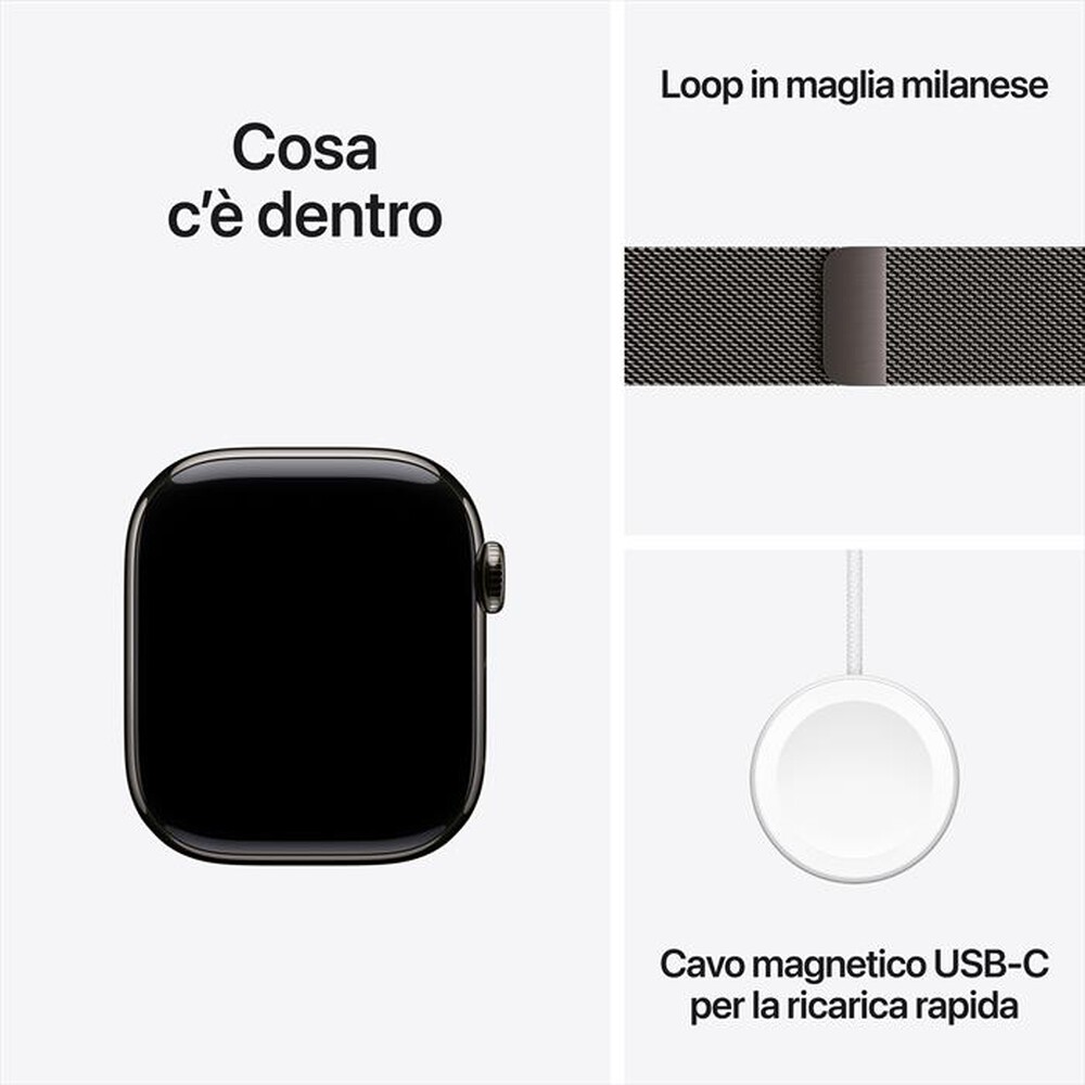 Immagine del prodotto APPLE - Watch Series 11 GPS + Cellular 42mm Titanio-Ardesia Loop Milanese Ardesia