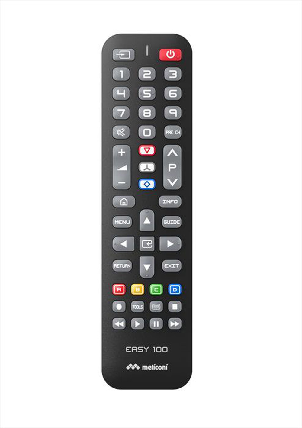 Immagine del prodotto MELICONI - Telecomando di ricambio EASY 100 PER TV SAMSUNG-Calotta nera, tastiera grigia