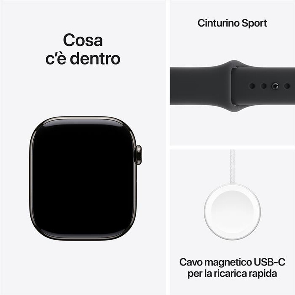 Immagine del prodotto APPLE - Watch Series 11 GPS + Cellular 46mm Titanio-Ardesia - Sport Band Nero M/L