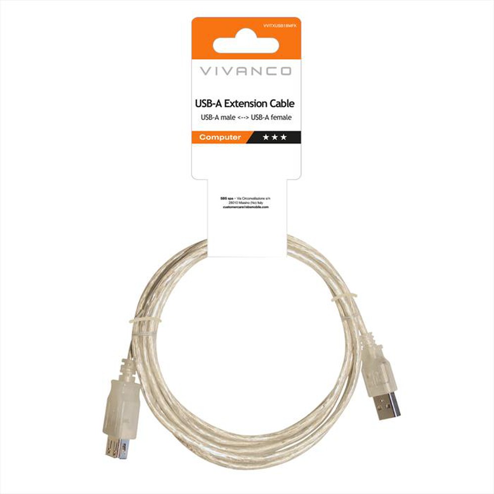 Immagine del prodotto SBS - USB 2.0 comp. extention,pl.A-socket A,1,8m-Trasparente