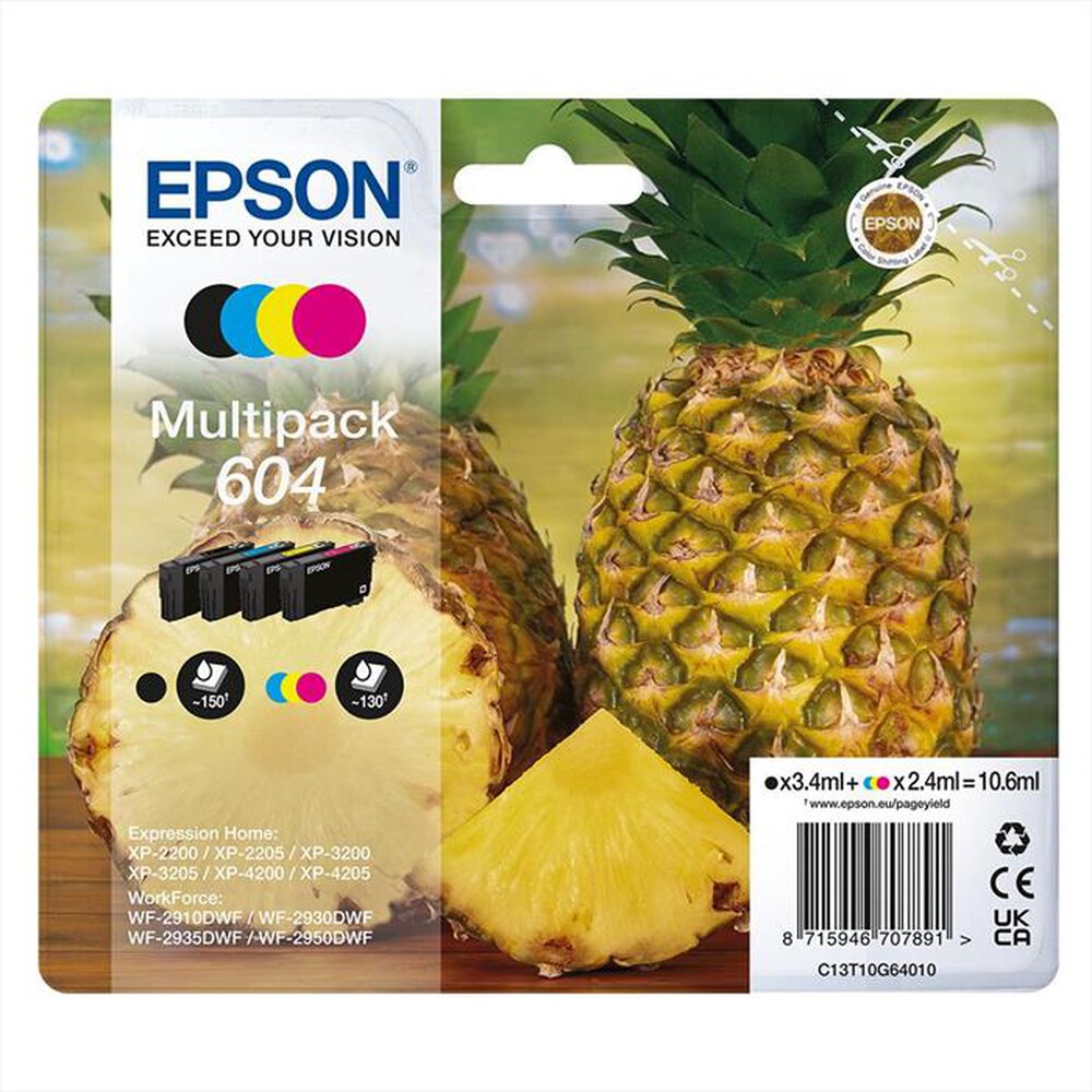 Immagine del prodotto EPSON - Cartuccia INK SERIE ANANAS MULTIPACK 604 STD-NERO/CIANO/MAGENTA/GIALLO