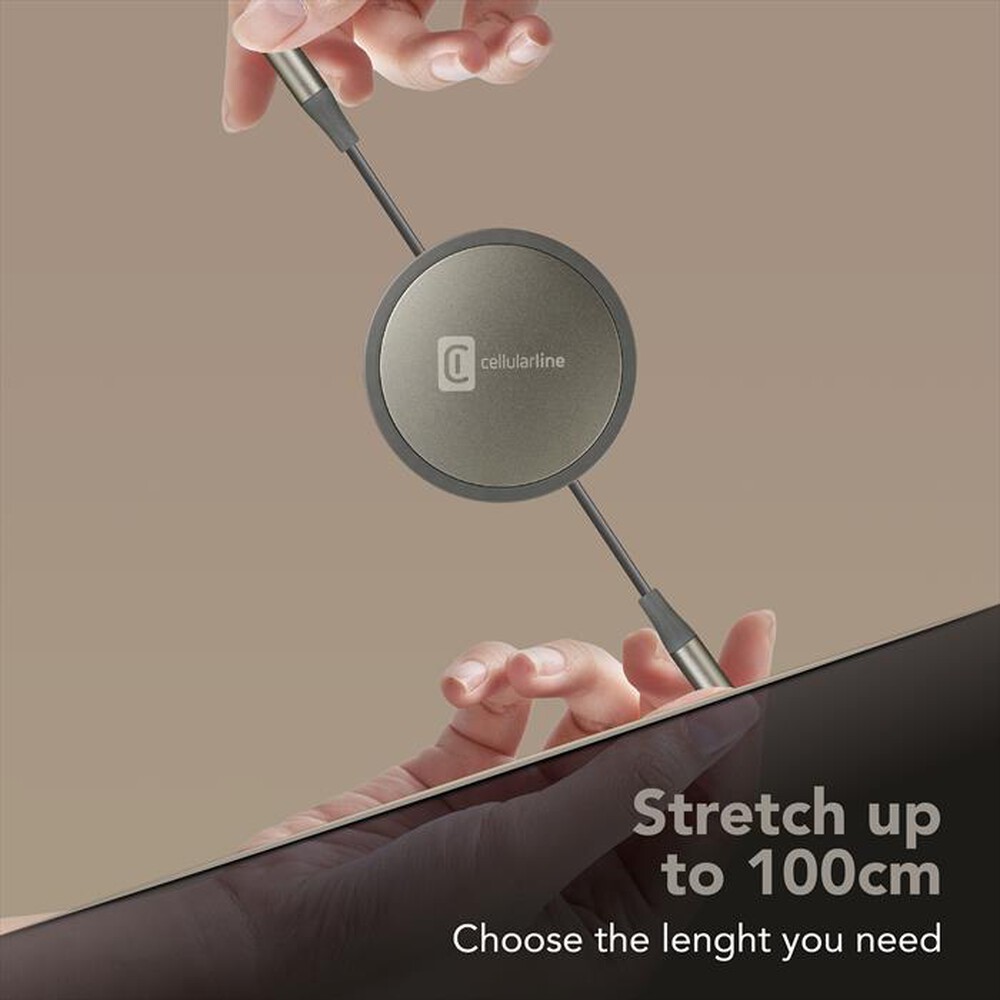 Immagine del prodotto CELLULARLINE - CAVO USB-C/USB-C RETRAIBILE-Grigio
