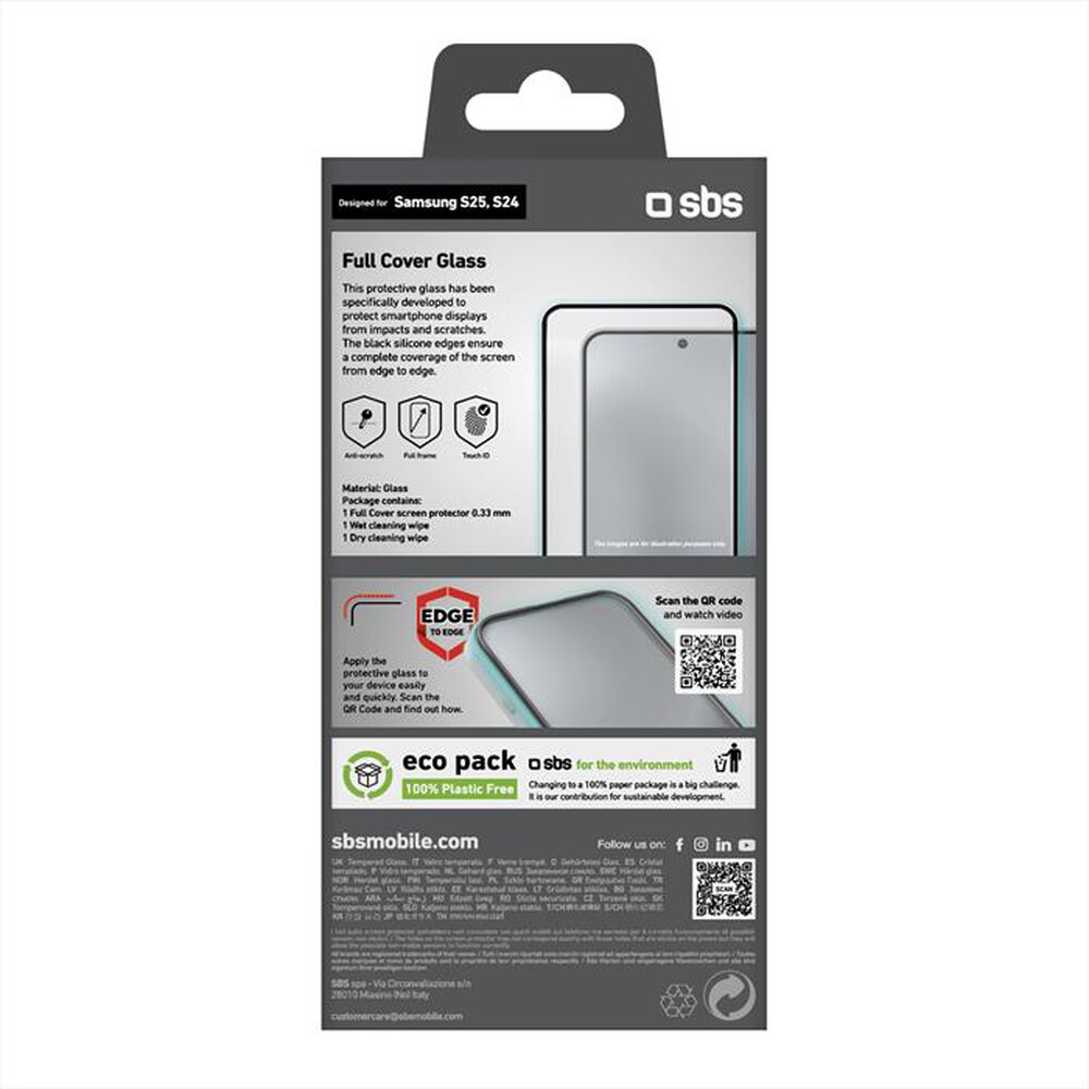 Immagine del prodotto SBS - Pellicola protettiva per&nbsp;Samsung Galaxy S25/S24-Nero
