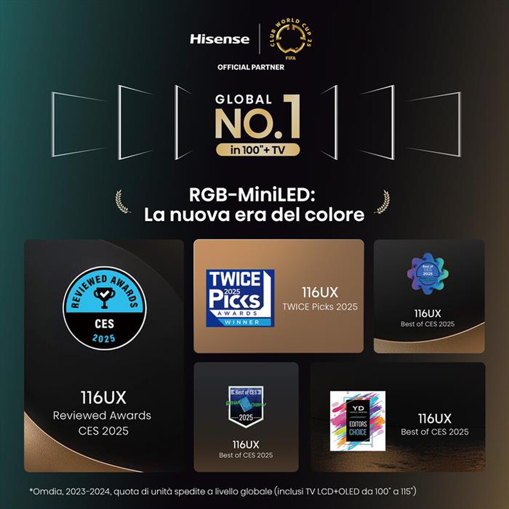 Immagine del prodotto HISENSE - Smart TV Mini LED RGB  4K 116" 116UXQ-Metallo