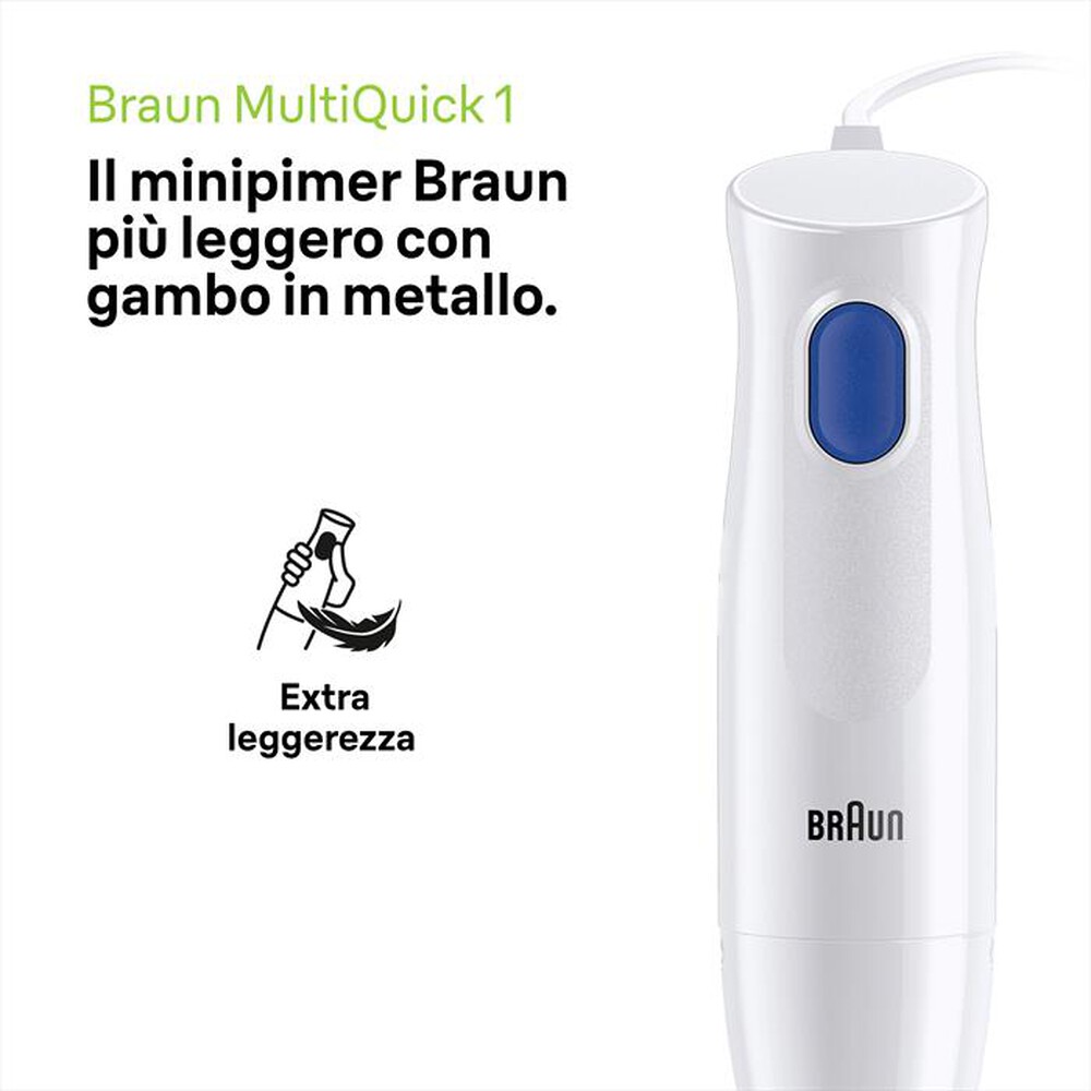 Immagine del prodotto BRAUN - Frullatore a immersione Minipimer MQ10.201M-Bianco