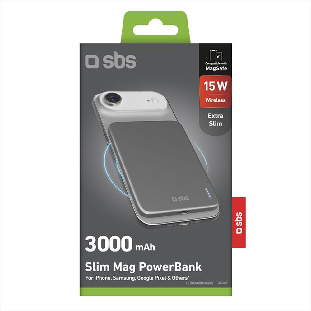 Immagine del prodotto SBS - Powerbank comp. con ricarica wireless magnetica-Nero