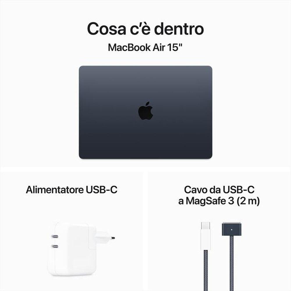 Immagine del prodotto APPLE - MacBook Air 15" M3 Core 8 CPU 10 GPU 24GB 512GB-Mezzanotte