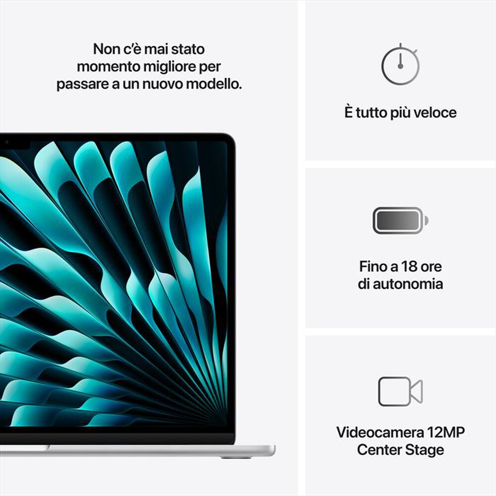 Immagine del prodotto APPLE - MacBook Air 15'' M4 10 CPU 10 GPU 16GB 256GB SSD-Argento