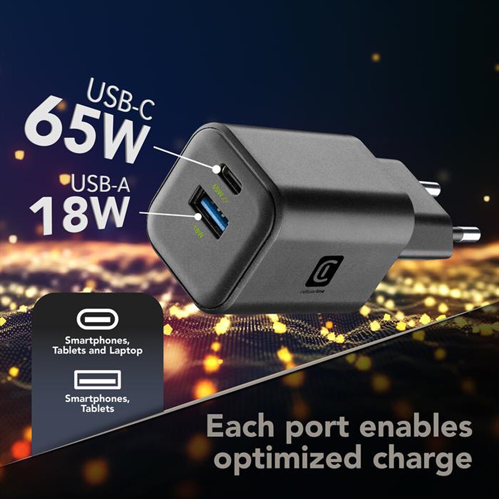 Immagine del prodotto CELLULARLINE - Caricabatterie da rete MULTIPOWER GAN 65W-Nero