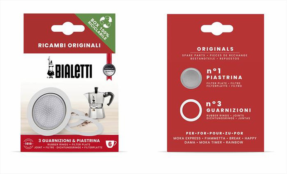 Immagine del prodotto BIALETTI - 3 GUARNIZIONI + 1 PIASTRINA 6 TAZZE